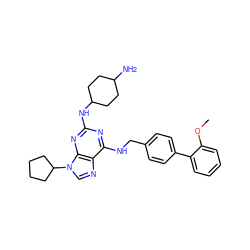 COc1ccccc1-c1ccc(CNc2nc(NC3CCC(N)CC3)nc3c2ncn3C2CCCC2)cc1 ZINC000096273148