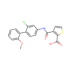 COc1ccccc1-c1ccc(NC(=O)c2ccsc2C(=O)O)cc1Cl ZINC000014960664