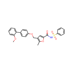 COc1ccccc1-c1ccc(OCc2cc(C(=O)NS(=O)(=O)c3ccccc3)oc2C)cc1 ZINC000140217696