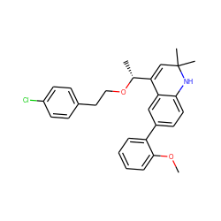 COc1ccccc1-c1ccc2c(c1)C([C@@H](C)OCCc1ccc(Cl)cc1)=CC(C)(C)N2 ZINC000014968854