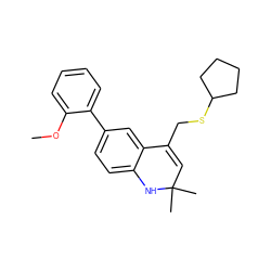 COc1ccccc1-c1ccc2c(c1)C(CSC1CCCC1)=CC(C)(C)N2 ZINC000014968647