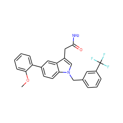 COc1ccccc1-c1ccc2c(c1)c(CC(N)=O)cn2Cc1cccc(C(F)(F)F)c1 ZINC000028888311