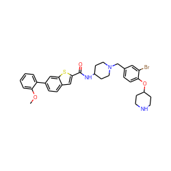 COc1ccccc1-c1ccc2cc(C(=O)NC3CCN(Cc4ccc(OC5CCNCC5)c(Br)c4)CC3)sc2c1 ZINC001772585293