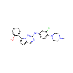 COc1ccccc1-c1ccc2cnc(Nc3ccc(N4CCN(C)CC4)c(Cl)c3)nn12 ZINC000073157595