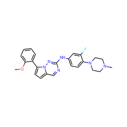 COc1ccccc1-c1ccc2cnc(Nc3ccc(N4CCN(C)CC4)c(F)c3)nn12 ZINC000073157592