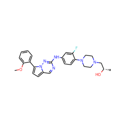 COc1ccccc1-c1ccc2cnc(Nc3ccc(N4CCN(C[C@H](C)O)CC4)c(F)c3)nn12 ZINC000073156588