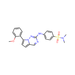 COc1ccccc1-c1ccc2cnc(Nc3ccc(S(=O)(=O)N(C)C)cc3)nn12 ZINC000073158435