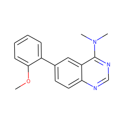 COc1ccccc1-c1ccc2ncnc(N(C)C)c2c1 ZINC000004268327