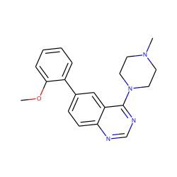 COc1ccccc1-c1ccc2ncnc(N3CCN(C)CC3)c2c1 ZINC000004268210