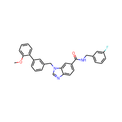 COc1ccccc1-c1cccc(Cn2cnc3ccc(C(=O)NCc4cccc(F)c4)cc32)c1 ZINC000058581024