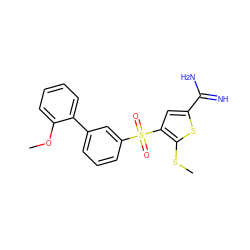 COc1ccccc1-c1cccc(S(=O)(=O)c2cc(C(=N)N)sc2SC)c1 ZINC000029038772