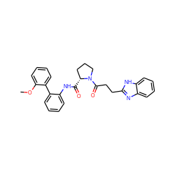 COc1ccccc1-c1ccccc1NC(=O)[C@@H]1CCCN1C(=O)CCc1nc2ccccc2[nH]1 ZINC000029127601