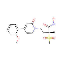 COc1ccccc1-c1ccn(CC[C@](C)(C(=O)NO)S(C)(=O)=O)c(=O)c1 ZINC000084635947