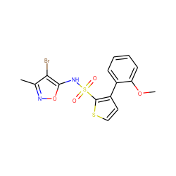 COc1ccccc1-c1ccsc1S(=O)(=O)Nc1onc(C)c1Br ZINC000026640699