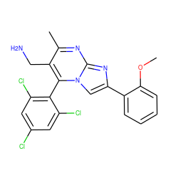 COc1ccccc1-c1cn2c(-c3c(Cl)cc(Cl)cc3Cl)c(CN)c(C)nc2n1 ZINC000064528421