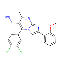 COc1ccccc1-c1cn2c(-c3ccc(Cl)c(Cl)c3)c(CN)c(C)nc2n1 ZINC000064503668