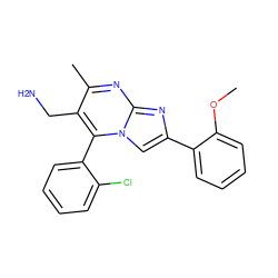 COc1ccccc1-c1cn2c(-c3ccccc3Cl)c(CN)c(C)nc2n1 ZINC000064526819