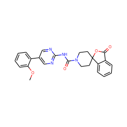 COc1ccccc1-c1cnc(NC(=O)N2CCC3(CC2)OC(=O)c2ccccc23)nc1 ZINC000040956246