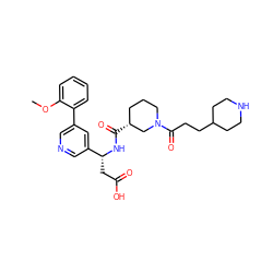 COc1ccccc1-c1cncc([C@@H](CC(=O)O)NC(=O)[C@@H]2CCCN(C(=O)CCC3CCNCC3)C2)c1 ZINC000013803194