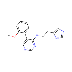 COc1ccccc1-c1cncnc1NCCc1cnc[nH]1 ZINC000004239457