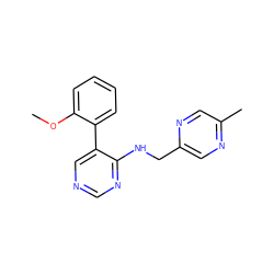 COc1ccccc1-c1cncnc1NCc1cnc(C)cn1 ZINC000004264748