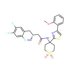 COc1ccccc1-c1csc(C2(NC(=O)C[C@H](N)Cc3cc(F)c(F)cc3F)CCS(=O)(=O)CC2)n1 ZINC000095563361