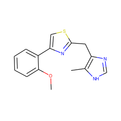 COc1ccccc1-c1csc(Cc2nc[nH]c2C)n1 ZINC000008577228