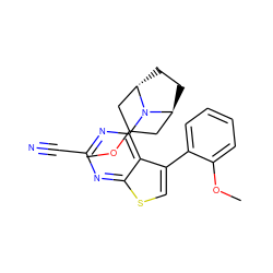 COc1ccccc1-c1csc2nc(C#N)nc(N3[C@H]4CC[C@H]3CC(OC)C4)c12 ZINC000146414091