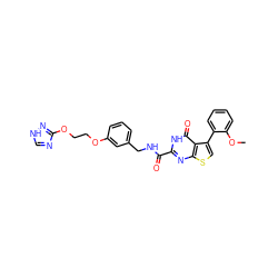 COc1ccccc1-c1csc2nc(C(=O)NCc3cccc(OCCOc4nc[nH]n4)c3)[nH]c(=O)c12 ZINC000114403438