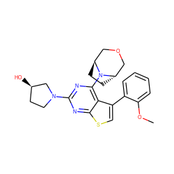 COc1ccccc1-c1csc2nc(N3CC[C@@H](O)C3)nc(N3[C@H]4CC[C@H]3COC4)c12 ZINC000146515639