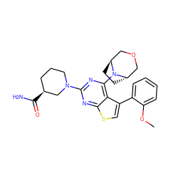 COc1ccccc1-c1csc2nc(N3CCC[C@H](C(N)=O)C3)nc(N3[C@H]4CC[C@H]3COC4)c12 ZINC000146355578