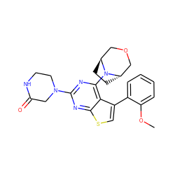 COc1ccccc1-c1csc2nc(N3CCNC(=O)C3)nc(N3[C@H]4CC[C@H]3COC4)c12 ZINC000146493195