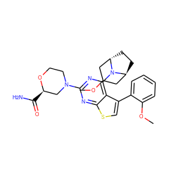 COc1ccccc1-c1csc2nc(N3CCO[C@H](C(N)=O)C3)nc(N3[C@H]4CC[C@H]3CC(OC)C4)c12 ZINC000146349813