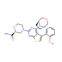 COc1ccccc1-c1csc2nc(N3CCO[C@H](C(N)=O)C3)nc(N3[C@H]4CC[C@H]3COC4)c12 ZINC000146551563