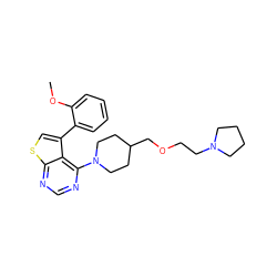 COc1ccccc1-c1csc2ncnc(N3CCC(COCCN4CCCC4)CC3)c12 ZINC000146468591