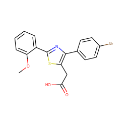 COc1ccccc1-c1nc(-c2ccc(Br)cc2)c(CC(=O)O)s1 ZINC000002955989