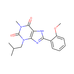 COc1ccccc1-c1nc2c([nH]1)c(=O)n(C)c(=O)n2CC(C)C ZINC000013818320