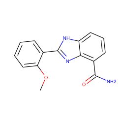 COc1ccccc1-c1nc2c(C(N)=O)cccc2[nH]1 ZINC000013834546