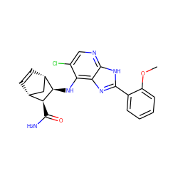 COc1ccccc1-c1nc2c(N[C@H]3[C@@H](C(N)=O)[C@@H]4C=C[C@H]3C4)c(Cl)cnc2[nH]1 ZINC000169329251