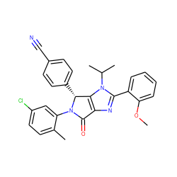 COc1ccccc1-c1nc2c(n1C(C)C)[C@@H](c1ccc(C#N)cc1)N(c1cc(Cl)ccc1C)C2=O ZINC000169705507
