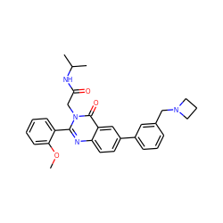 COc1ccccc1-c1nc2ccc(-c3cccc(CN4CCC4)c3)cc2c(=O)n1CC(=O)NC(C)C ZINC000071331843