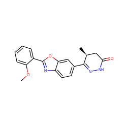 COc1ccccc1-c1nc2ccc(C3=NNC(=O)C[C@@H]3C)cc2o1 ZINC000169029673