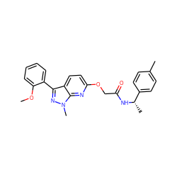 COc1ccccc1-c1nn(C)c2nc(OCC(=O)N[C@@H](C)c3ccc(C)cc3)ccc12 ZINC000117512480