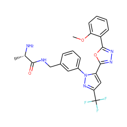 COc1ccccc1-c1nnc(-c2cc(C(F)(F)F)nn2-c2cccc(CNC(=O)[C@H](C)N)c2)o1 ZINC000040879798