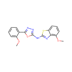 COc1ccccc1-c1nnc(Nc2nc3c(OC)cccc3s2)o1 ZINC000004137647