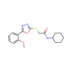 COc1ccccc1-c1nnc(SCC(=O)NC2CCCCC2)o1 ZINC000002720295