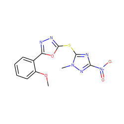 COc1ccccc1-c1nnc(Sc2nc([N+](=O)[O-])nn2C)o1 ZINC000002851874