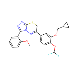 COc1ccccc1-c1nnc2n1N=C(c1ccc(OC(F)F)c(OCC3CC3)c1)CS2 ZINC000043060652