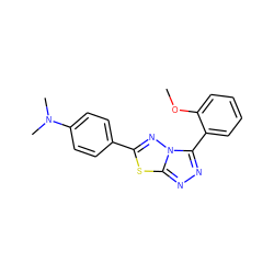 COc1ccccc1-c1nnc2sc(-c3ccc(N(C)C)cc3)nn12 ZINC000002389592