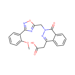 COc1ccccc1-c1noc(Cn2nc(CC(=O)O)c3ccccc3c2=O)n1 ZINC000013449029